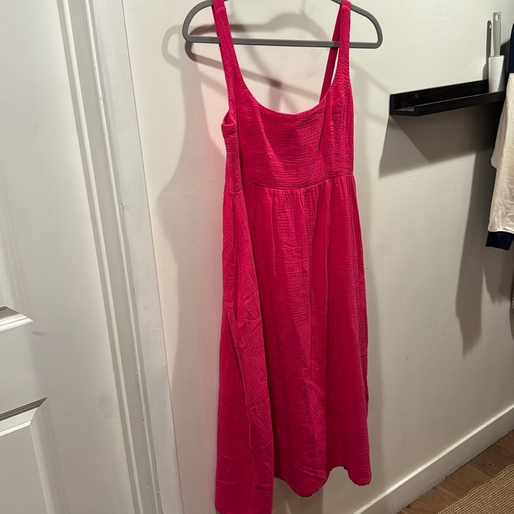 Monrow Womens Organic Cotton Gauze Dress Small Pink Boho Beachy